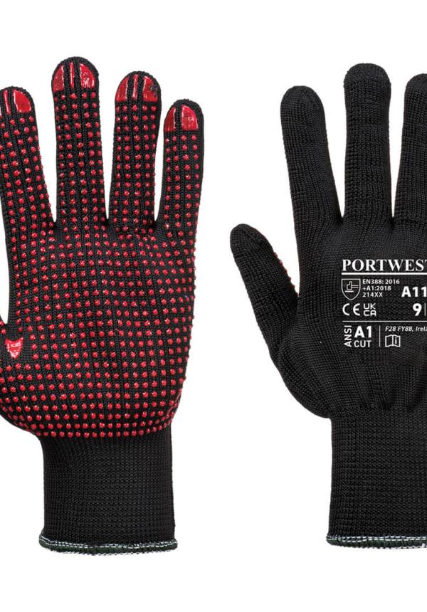 DE A110 - Portwest Nylon PVC pontozott védőkesztyű DE A110 - Portwest Nylon PVC pontozott védőkesztyű