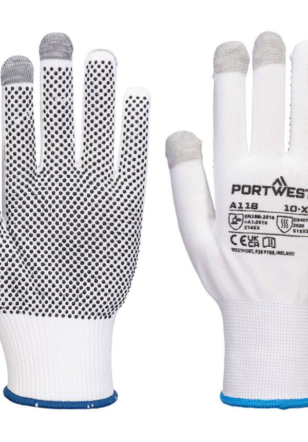DE A118 - Portwest Grip 13 PVC pöttyös érintőképernyős kesztyű (12 pár) DE A118 - Portwest Grip 13 PVC pöttyös érintőképernyős kesztyű (12 pár)