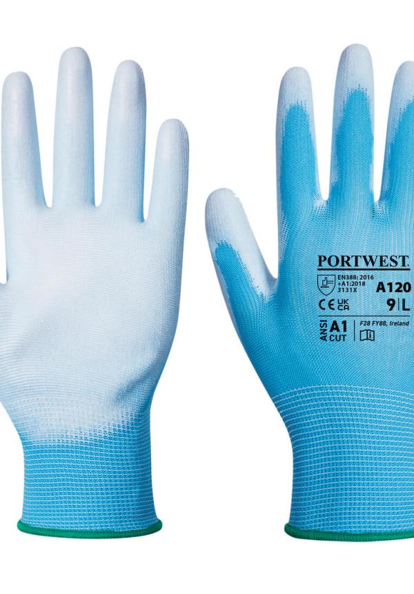 DE A120 - Portwest Nylon védőkesztyű PU tenyérmártott DE A120 - Portwest Nylon védőkesztyű PU tenyérmártott