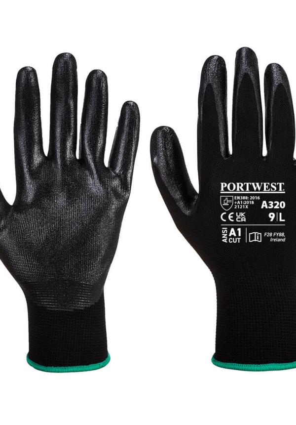 DE A320 - Portwest Nylon nitrilhab tenyérmártott védőkeszyű