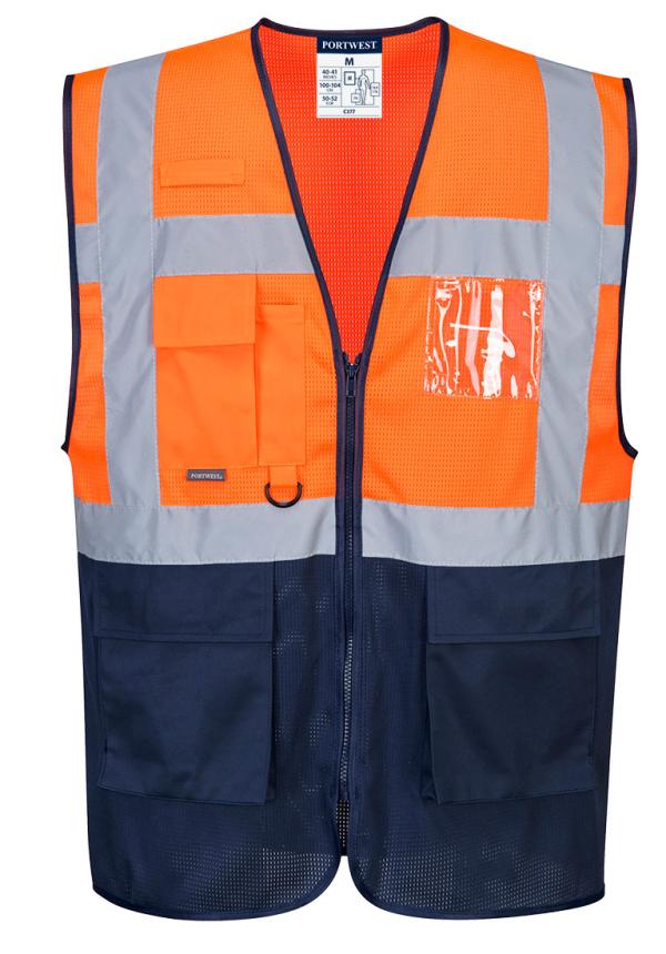 DE C377 - Portwest Hi-Vis kéttónusú MeshAir Executive mellény
