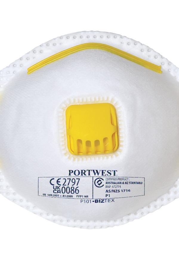 DE P101 - Portwest FFP1 szelepes pormaszk (10 db) DE P101 - Portwest FFP1 szelepes pormaszk (10 db)
