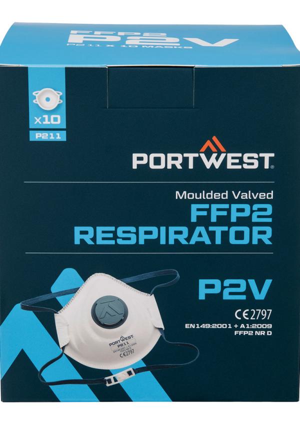 DE P211 - Portwest Formázott FFP2 szelepes maszk (10 db) DE P211 - Portwest Formázott FFP2 szelepes maszk (10 db)