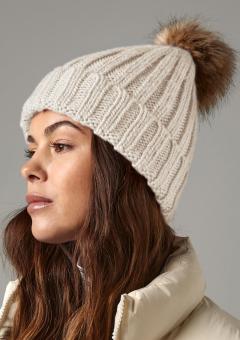 Fur Pop Pom Chunky Beanie