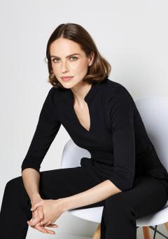 Regular Fit Mandarin Collar Top 3/4 Sleeve