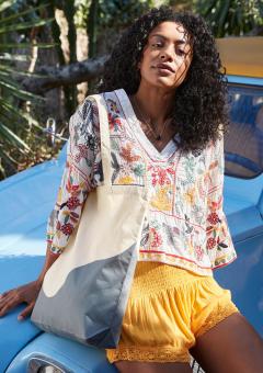 Organic Cotton Wave Print Maxi Tote Organic Cotton Wave Print Maxi Tote