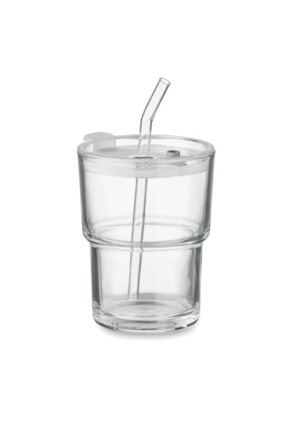MO MO2502 - Üveg pohár szívószállal 400 ml