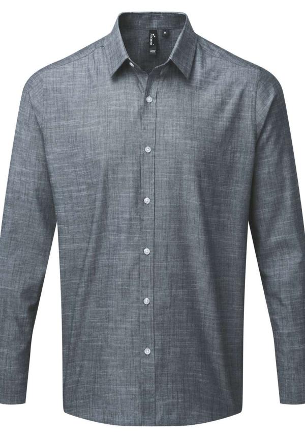 U PR245 - FÉRFI HOSSZÚ UJJÚ, STRUKTURÁLT PAMUT CHAMBRAY ING