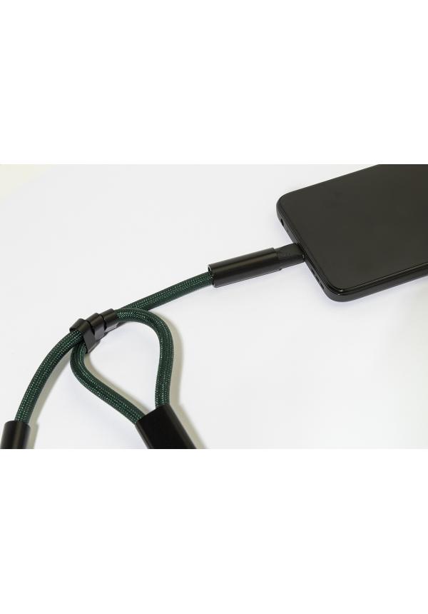 AP AP864134 - CuffCharge 60 W-os RPET mobiltartós csuklópánt kábellel - Sötét Zöld