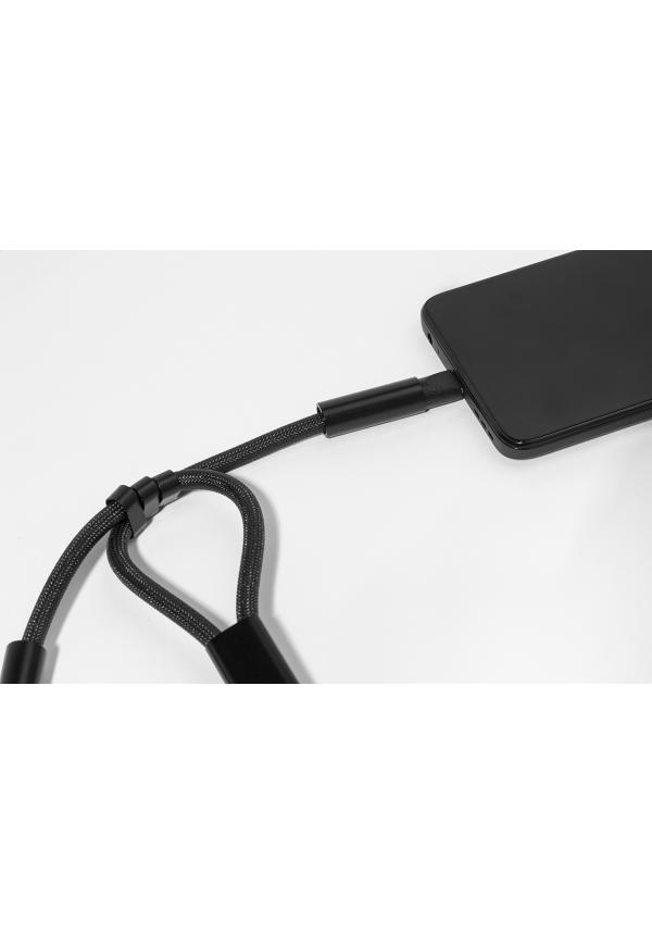 AP AP864134 - CuffCharge 60 W-os RPET mobiltartós csuklópánt kábellel - Fekete