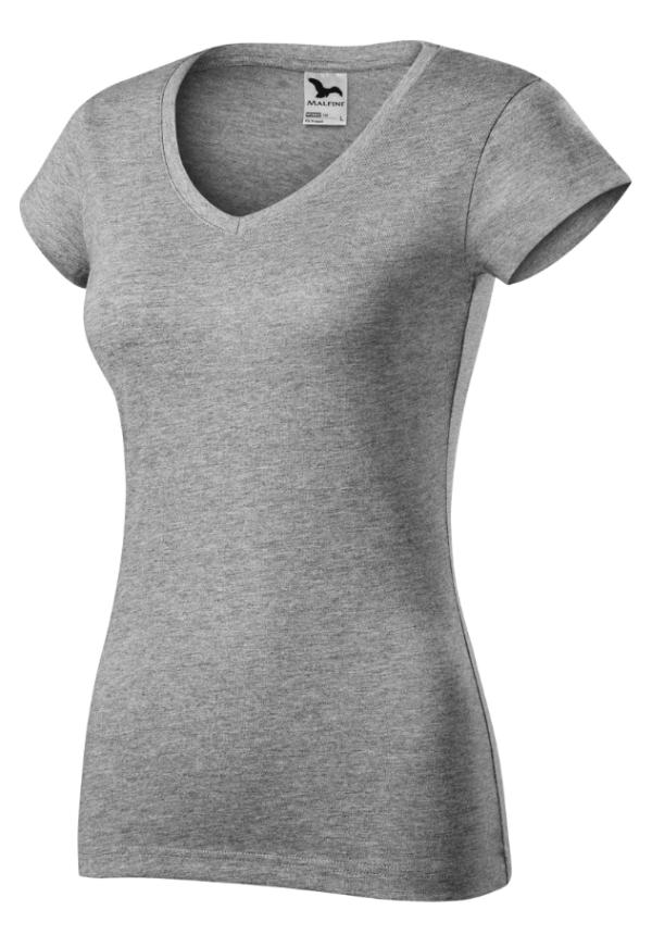 A 162 - Fit V-neck - sötétszürke melírozott