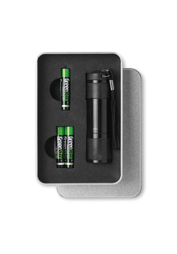 MO KC6860 - LED elemlámpa bádogdobozban - Fekete