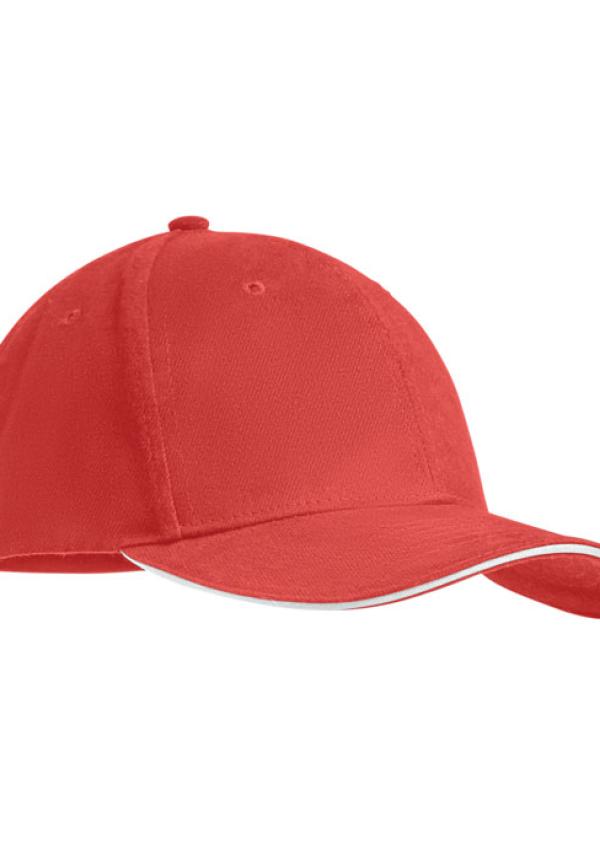 MO MO9643 - 6 panel baseball sapka 270g/m² - Fehér/Piros