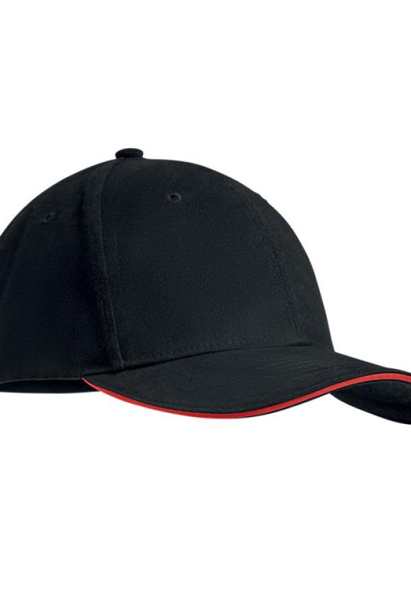 MO MO9643 - 6 panel baseball sapka 270g/m² - Fekete/Piros