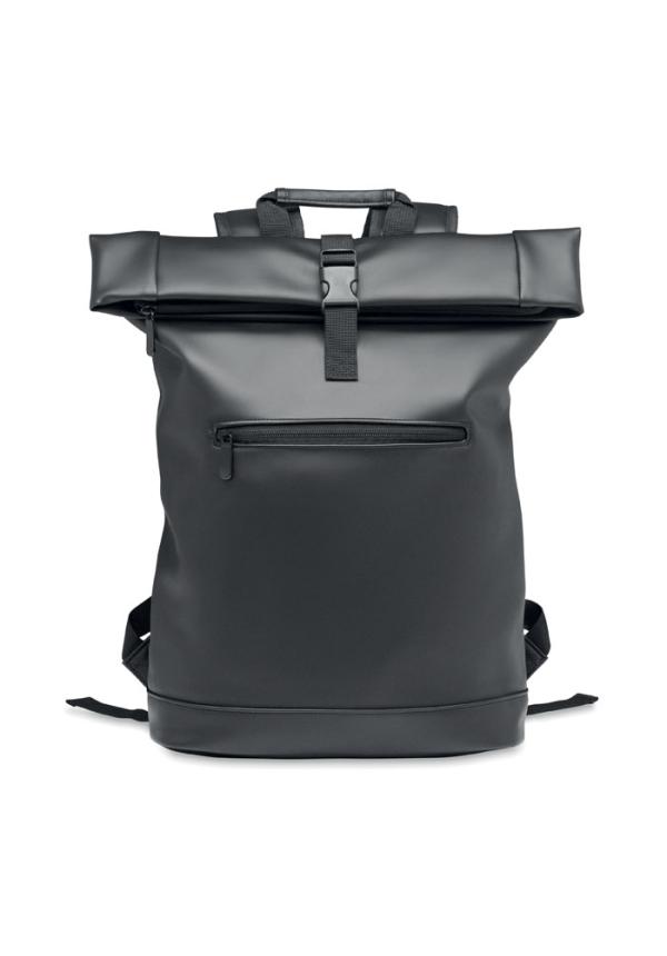 MO MO2230 - PU roll top laptop hátitáska - Fekete