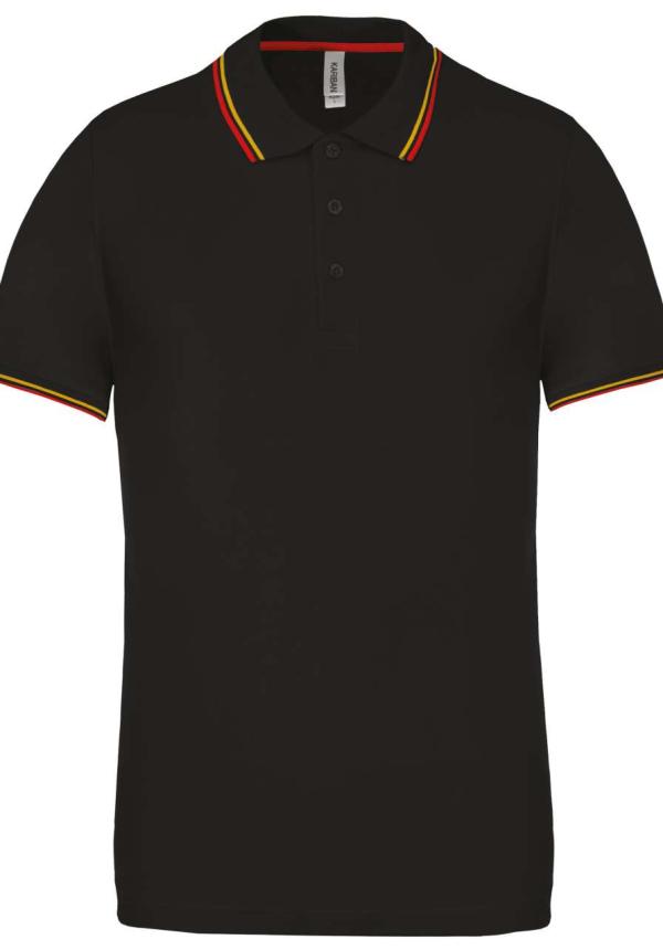 U KA250 - FÉRFI RÖVID UJJÚ GALLÉROS PÓLÓ - Black/Red/Yellow