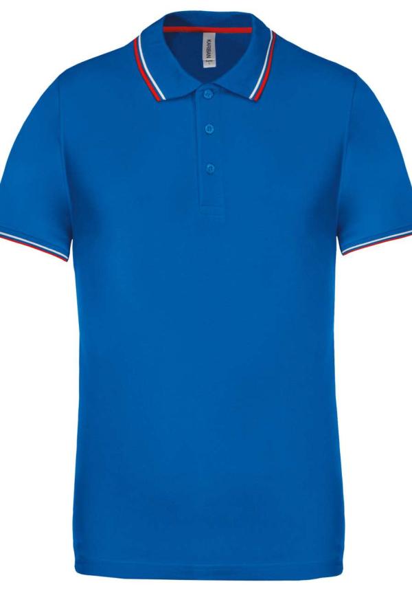 U KA250 - FÉRFI RÖVID UJJÚ GALLÉROS PÓLÓ - Light Royal Blue/Red/White