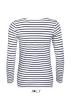 U SO01403 - SOL'S MARINE - HOSSZÚ UJJÚ CSÍKOS NŐI PÓLÓ - White/Navy