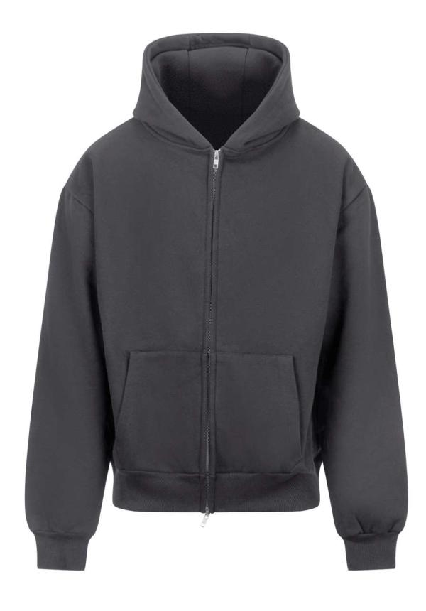 U AWJH125 - SIGNATURE HEAVYWEIGHT CIPZÁRAS KAPUCNIS PULÓVER - Solid Charcoal
