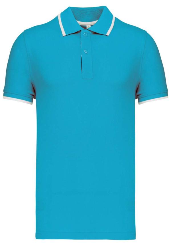 U KA245 - FÉRFI RÖVID UJJÚ GALLÉROS PÓLÓ - Light Turquoise/White/Navy