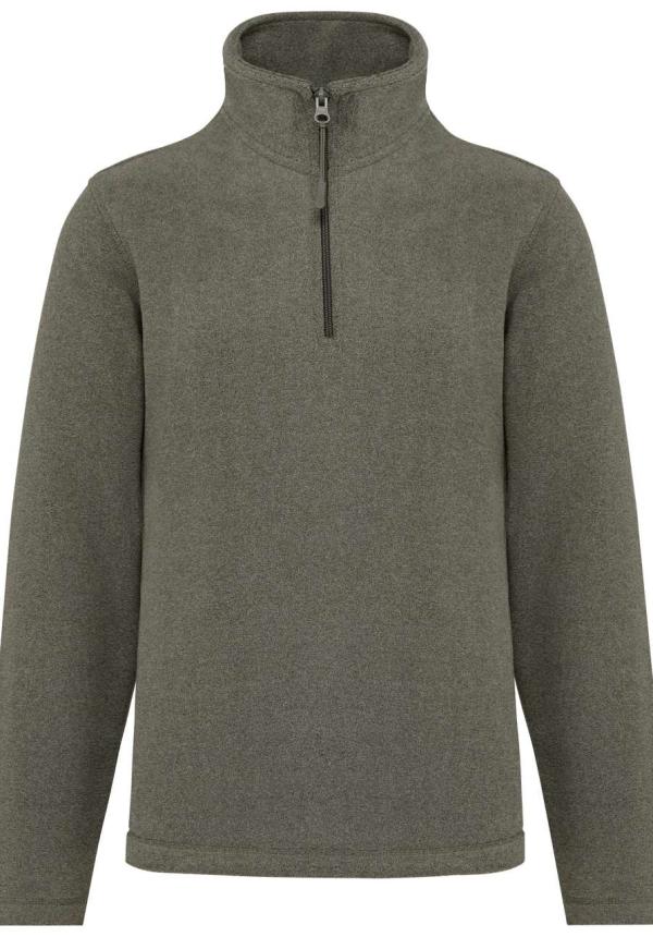 U KA912 - ENZO - CIPZÁRAS NYAKÚ POLÁR PULÓVER - Green Marble Heather