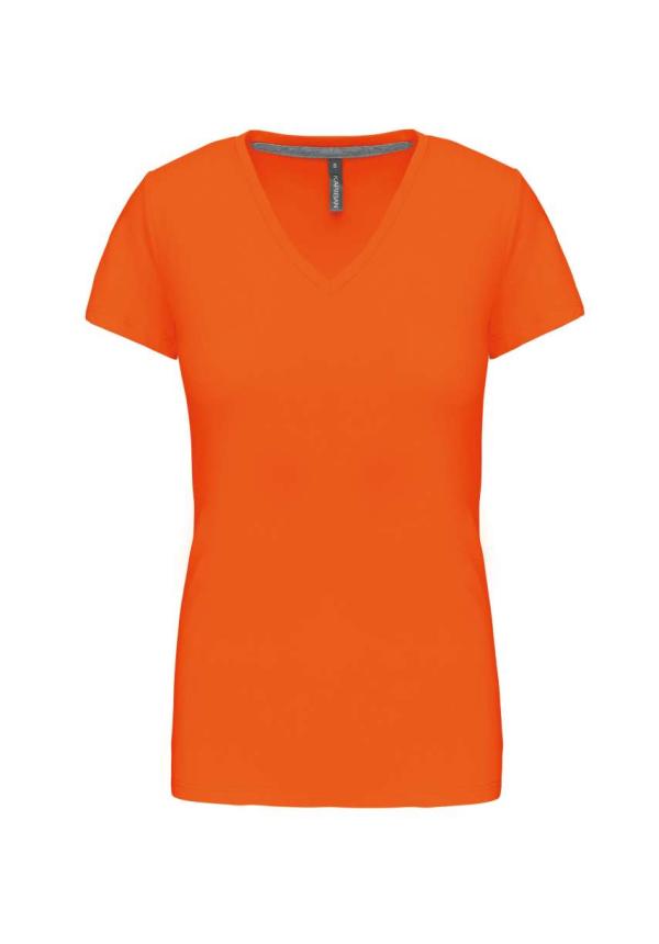 U KA381 - NŐI RÖVID UJJÚ V-NYAKÚ PÓLÓ - Orange