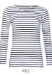 U SO01403 - SOL'S MARINE - HOSSZÚ UJJÚ CSÍKOS NŐI PÓLÓ - White/Navy