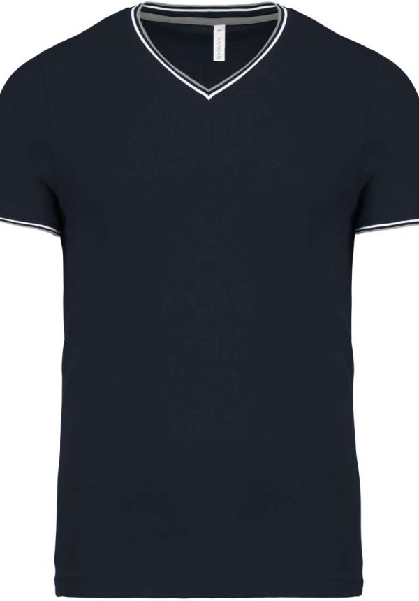 U KA374 - FÉRFI V-NYAKÚ PIQUÉ PÓLÓ - Navy/Light Grey/White