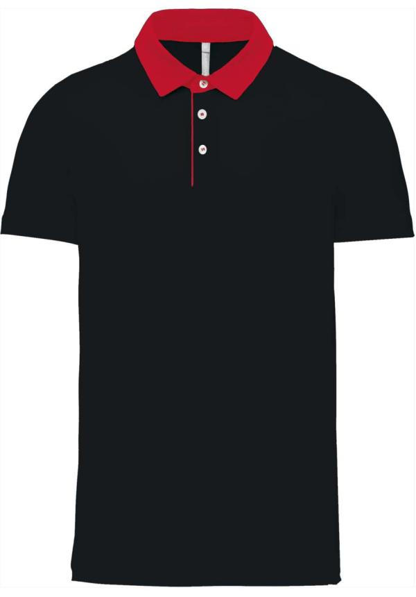 U KA260 - FÉRFI KÉTTÓNUSÚ JERSEY GALLÉROS PÓLÓ - Black/Red U KA260 - FÉRFI KÉTTÓNUSÚ JERSEY GALLÉROS PÓLÓ - Black/Red