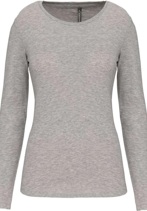 U KA3017 - NŐI HOSSZÚ UJJÚ KÖRNYAKAS PÓLÓ - Light Grey Heather