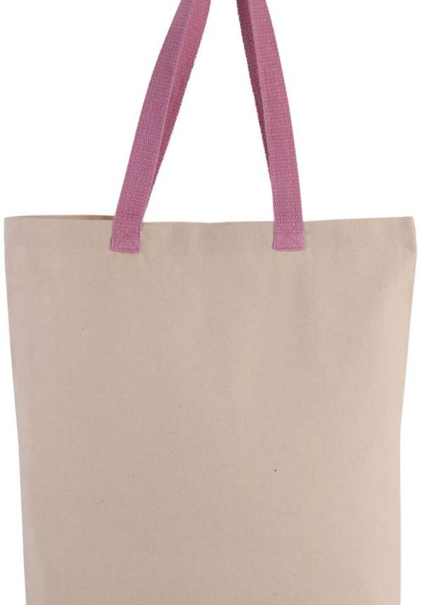 U KI0278 - BEVÁSÁRLÓTÁSKA KONTRASZTOS SZÍNŰ FÜLLEL - Natural/Dark Pink