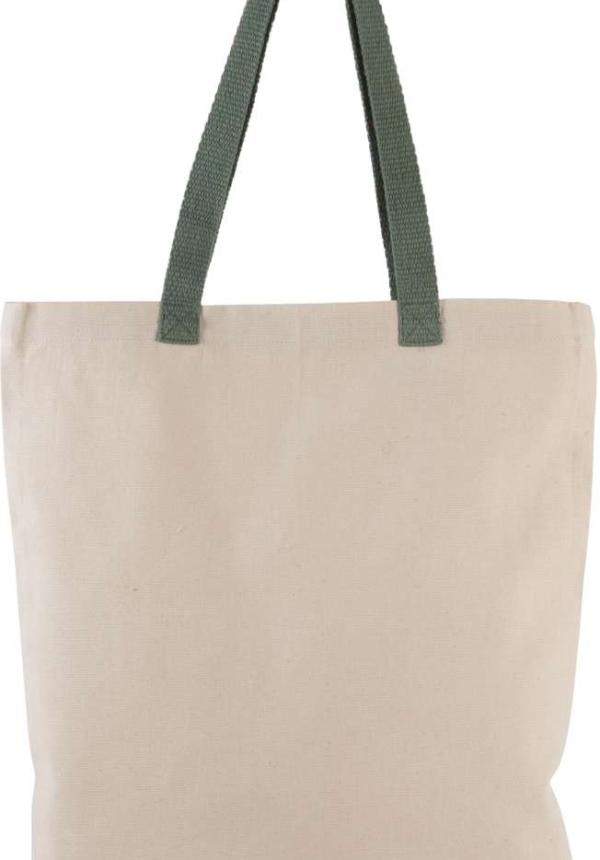 U KI0278 - BEVÁSÁRLÓTÁSKA KONTRASZTOS SZÍNŰ FÜLLEL - Natural/Dusty Light Green