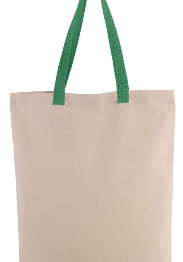 U KI0278 - BEVÁSÁRLÓTÁSKA KONTRASZTOS SZÍNŰ FÜLLEL - Natural/Kelly Green
