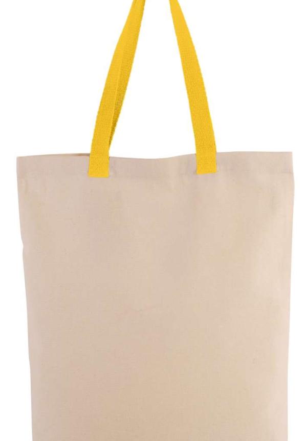 U KI0278 - BEVÁSÁRLÓTÁSKA KONTRASZTOS SZÍNŰ FÜLLEL - Natural/Yellow