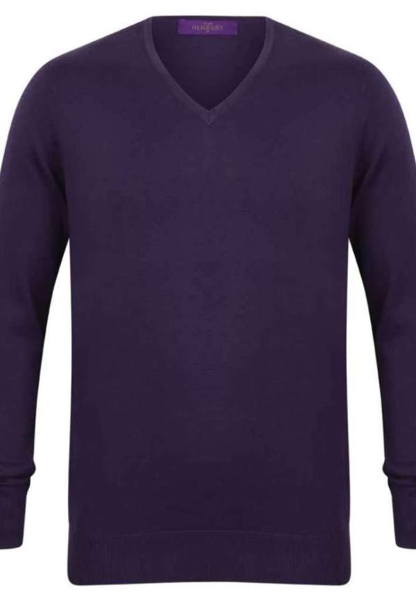 U HN720 - FÉRFI 12GG V-NYAKÚ PULÓVER - Purple