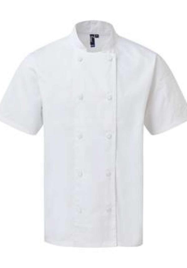 U PR902 - COOLCHECKER® RÖVID UJJÚ SZAKÁCSKABÁT - White