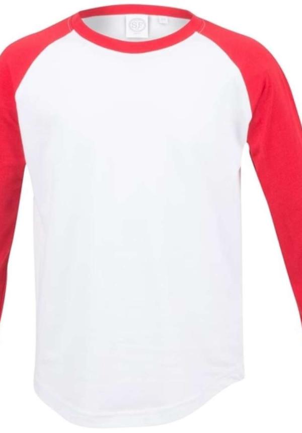 U SFM271 - HOSSZÚ UJJÚ GYERMEK BASEBALL PÓLÓ - White/Red