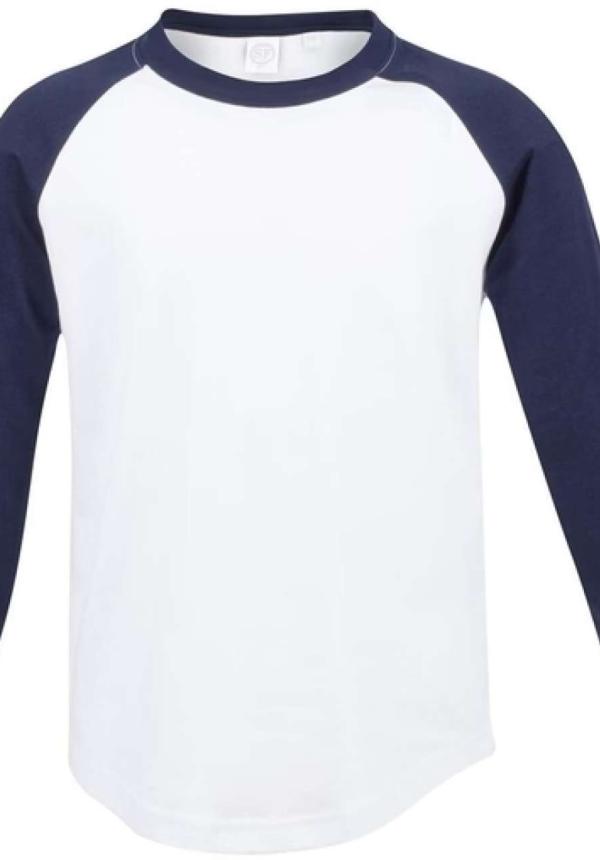 U SFM271 - HOSSZÚ UJJÚ GYERMEK BASEBALL PÓLÓ - White/Oxford Navy